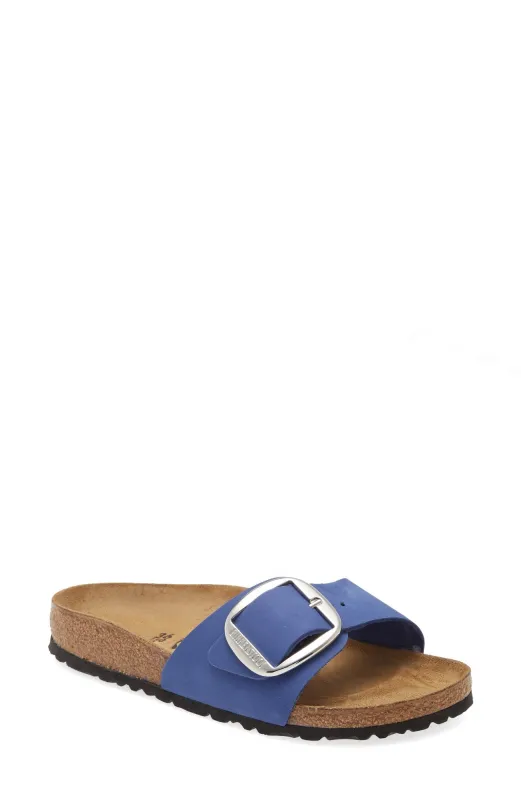 Birkenstock Unisex Madrid Big Buckle Nubuk Leather Azure Blue sold by Zulily
