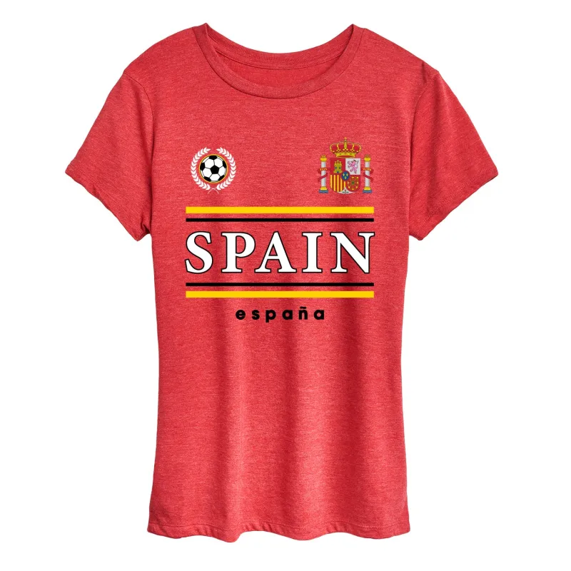 Instant Message - Spain Soccer Jersey - Women's Short Sleeve Graphic T-Shirt sold by Zulily