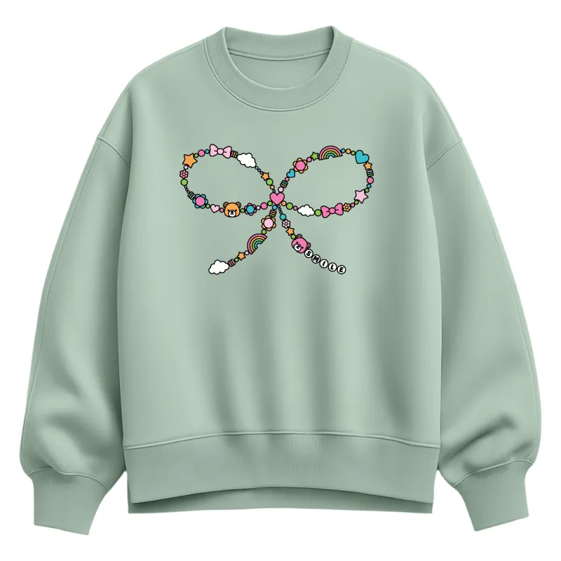 Instant Message - Bead Bow - Women's Oversized Fleece Crew Sweatshirt sold by Zulily