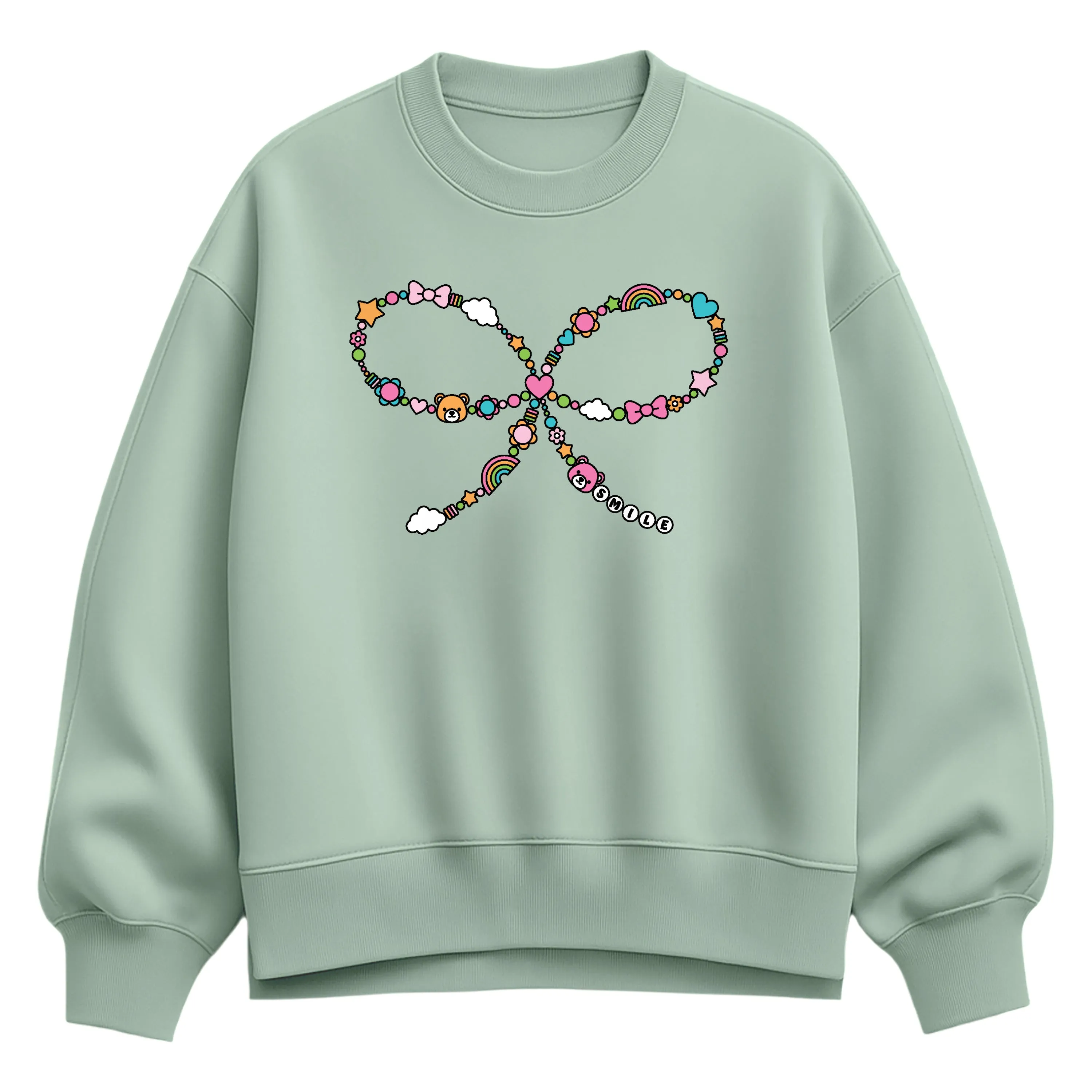 Instant Message - Bead Bow - Women's Oversized Fleece Crew Sweatshirt sold by Zulily