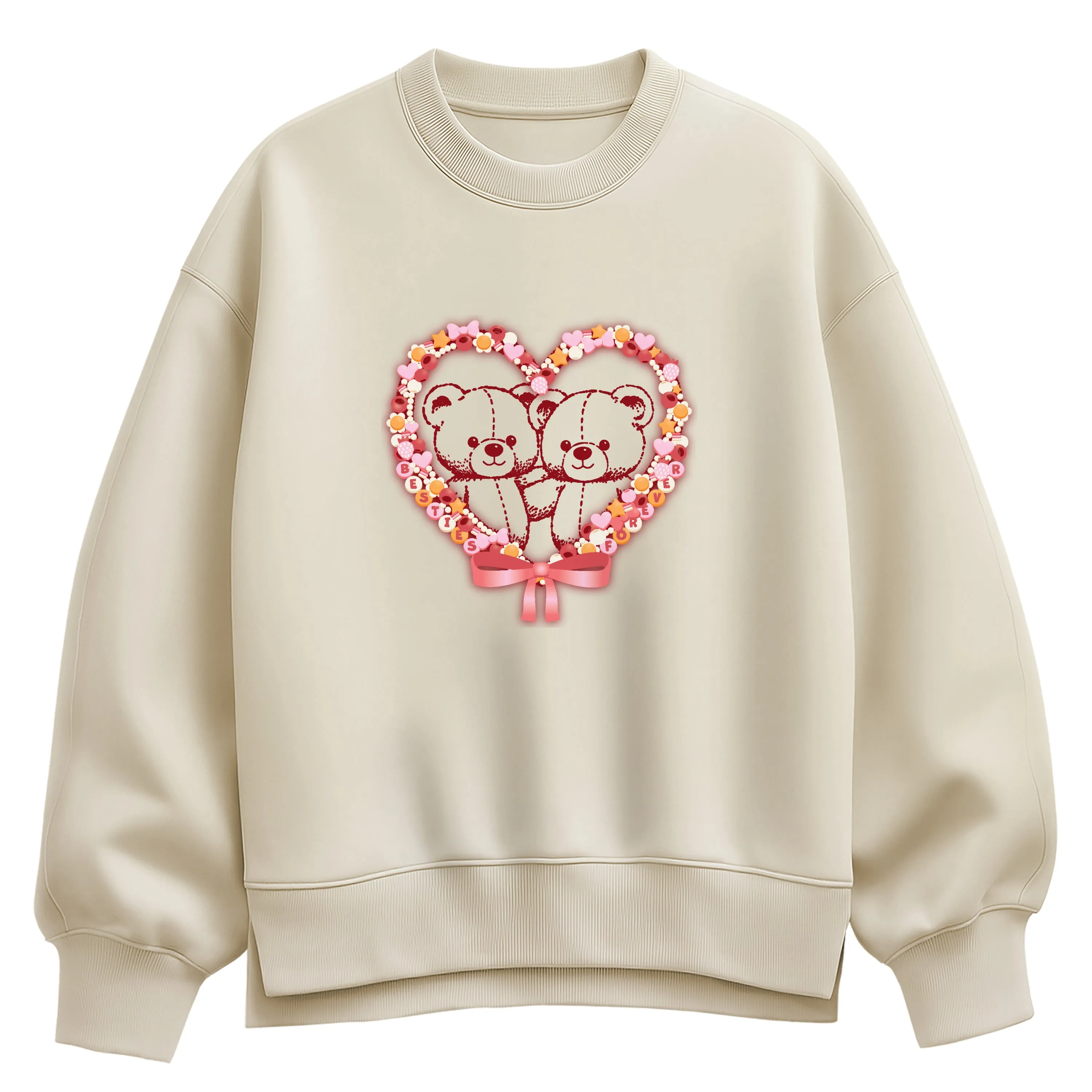 Instant Message - Bear Besties - Women's Oversized Fleece Crew Sweatshirt sold by Zulily