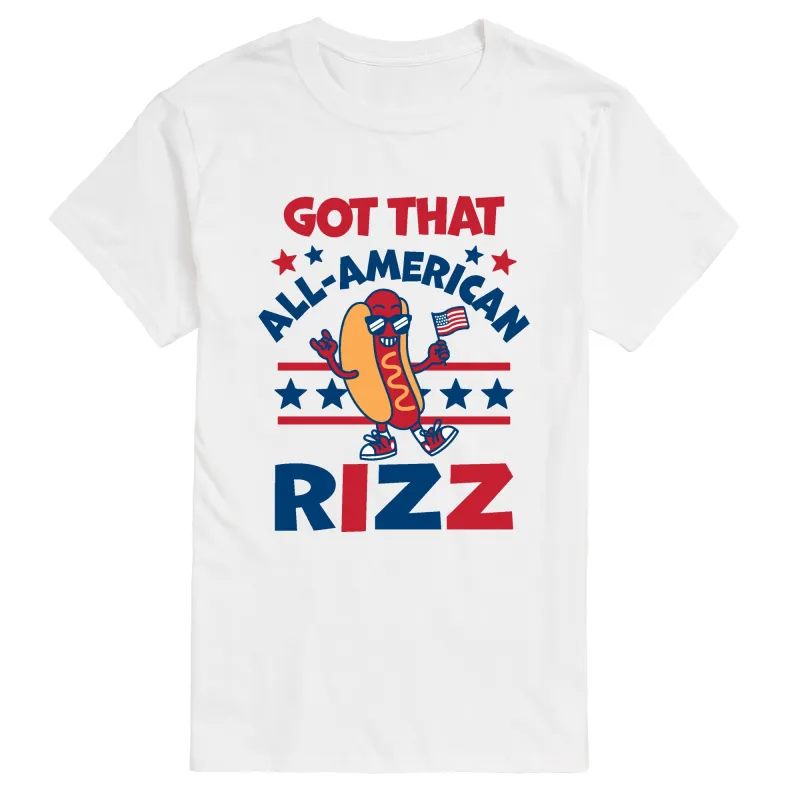 Instant Message - All American Rizz Hotdog - Men's Short Sleeve Graphic T-Shirt sold by Zulily