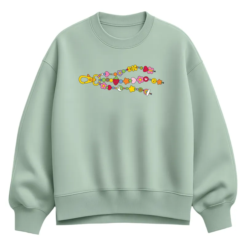 Instant Message - Charm Bead Keychain - Women's Oversized Fleece Crew Sweatshirt sold by Zulily