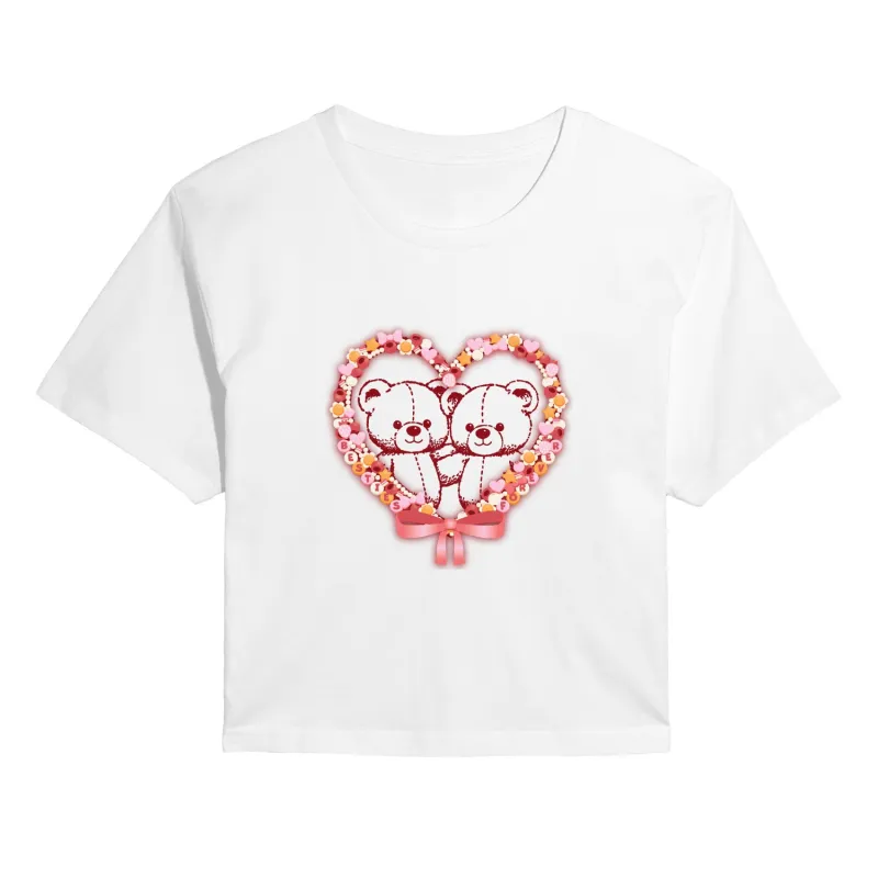 Instant Message - Bear Besties - Juniors Cropped Graphic T-Shirt sold by Zulily