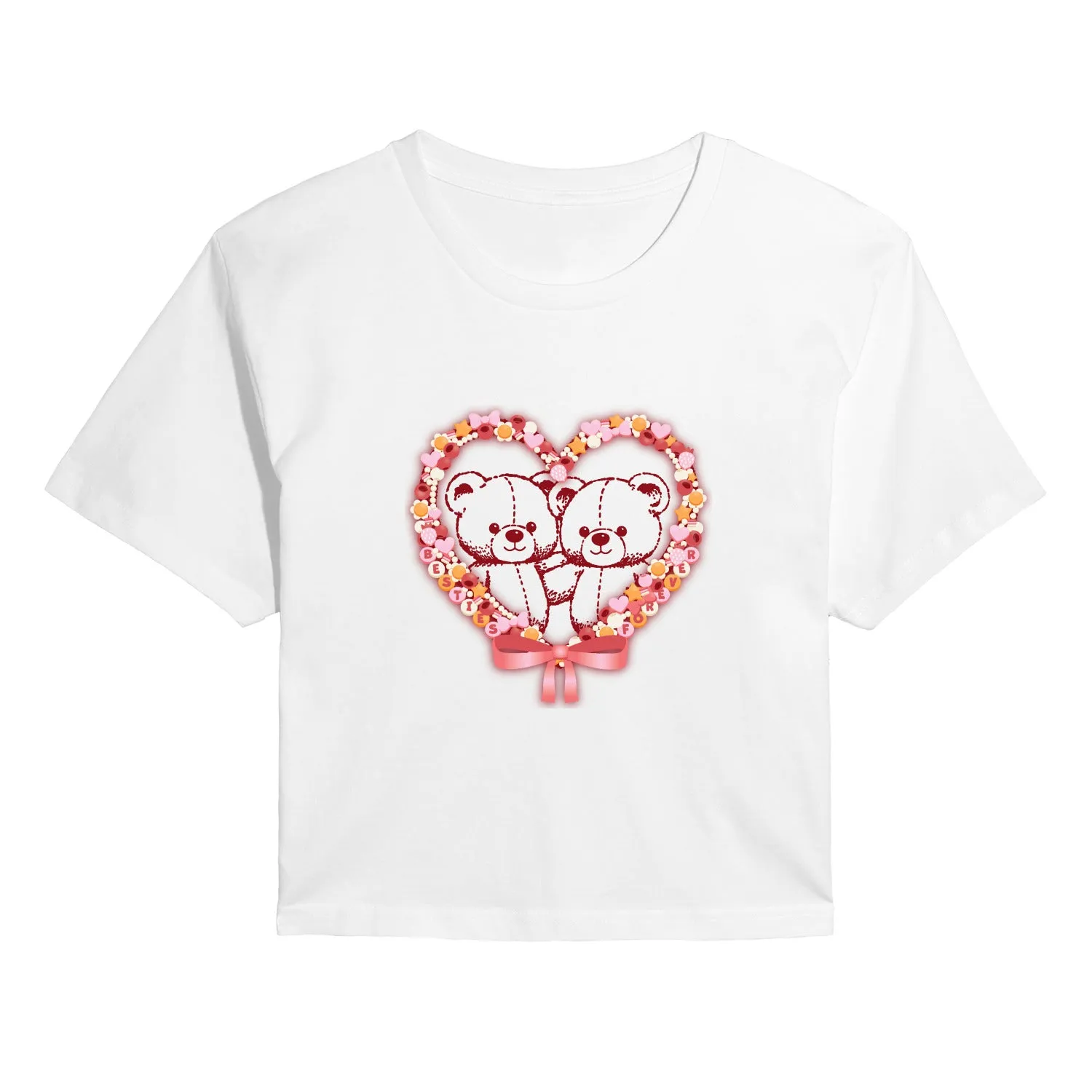 Instant Message - Bear Besties - Juniors Cropped Graphic T-Shirt sold by Zulily