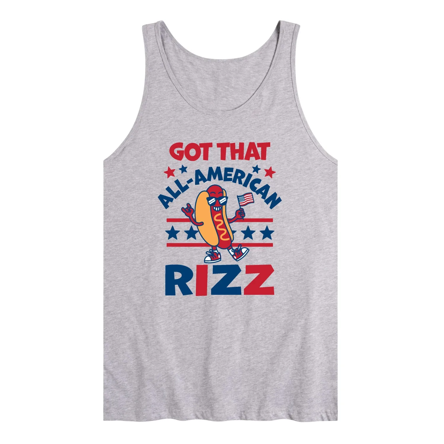 Instant Message - All American Rizz Hotdog - Men's Sleeveless Graphic Tank sold by Zulily