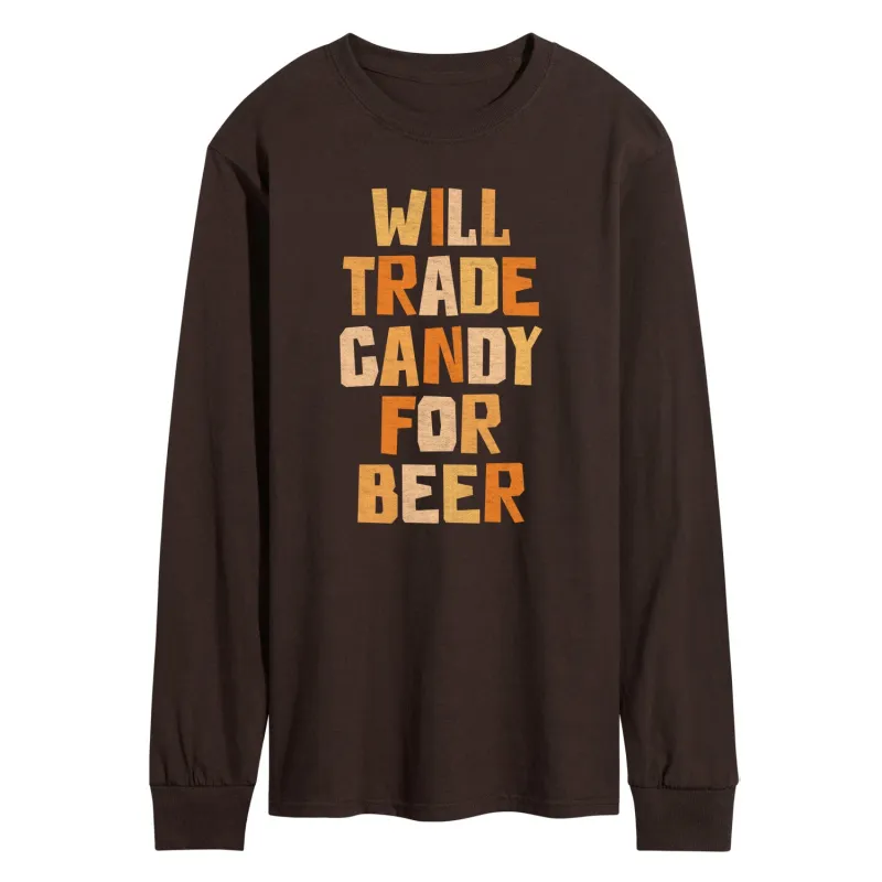 Instant Message - Will Trade Candy For Beer - Men's Long Sleeve Graphic T-Shirt sold by Zulily