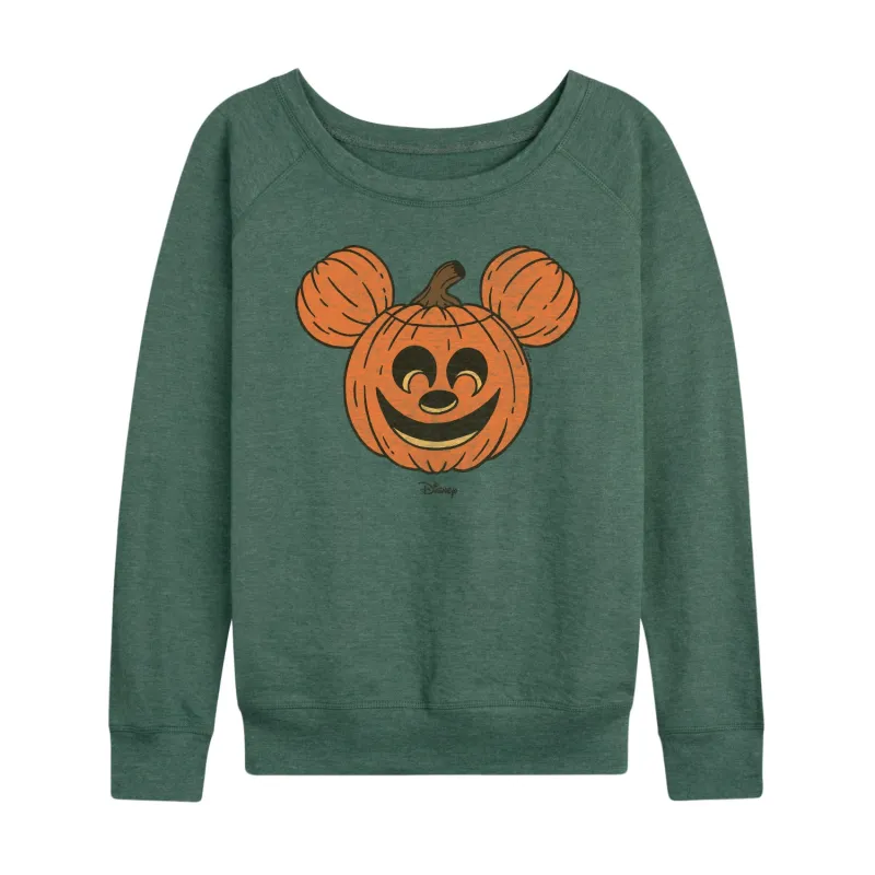 Disney - Mickey Pumpkin Head - Women's French Terry Long Sleeve Pullover sold by Zulily