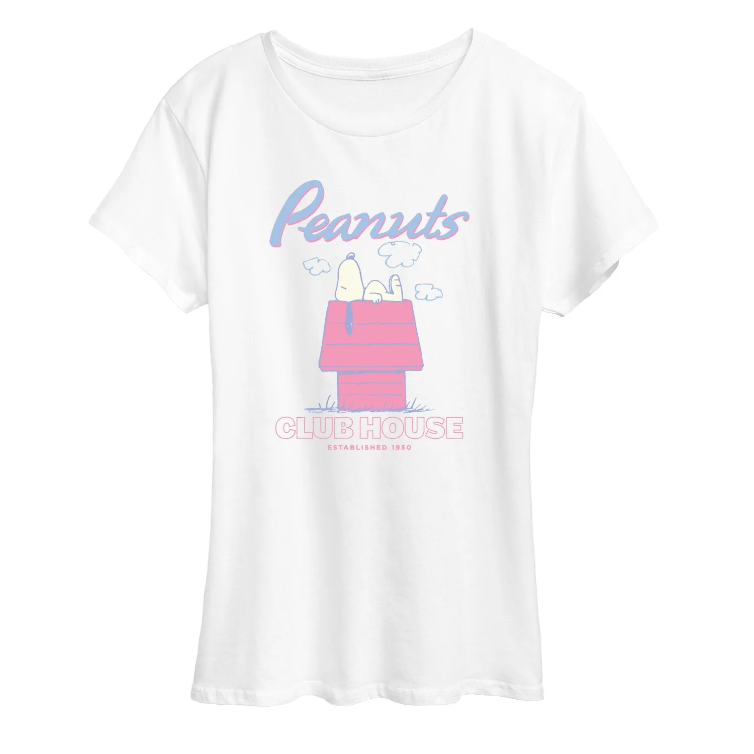 Peanuts - Snoopy Club House - Women's Short Sleeve Graphic T-Shirt sold by Zulily