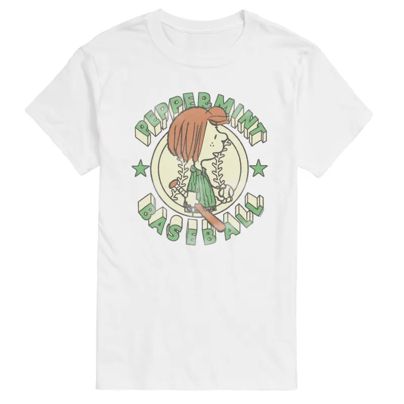 Peanuts - Peppermint Baseball - Men's Short Sleeve Graphic T-Shirt sold by Zulily