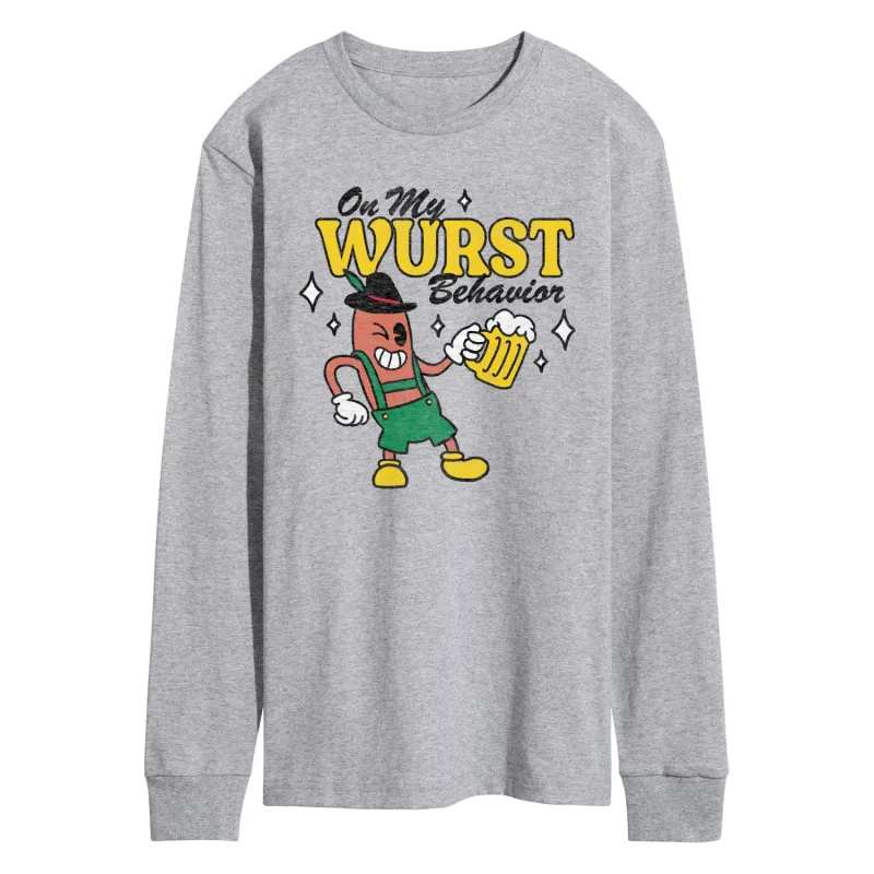 Instant Message - Wurst Behavior Fall Festival - Men's Long Sleeve Graphic T-Shirt sold by Zulily