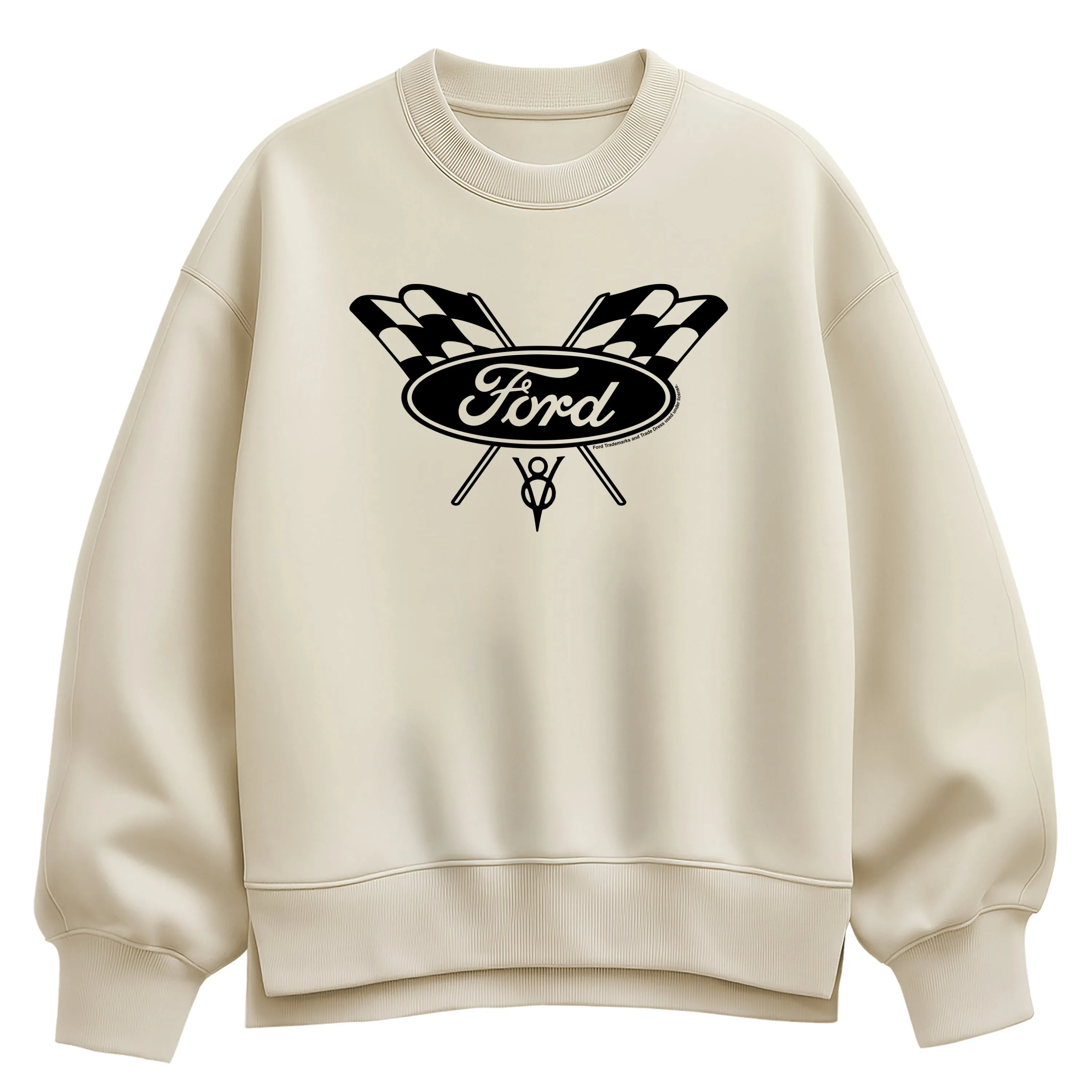 Ford - Checker Flag Logo - Women's Oversized Fleece Crew Sweatshirt sold by Zulily product image thumbnail 3