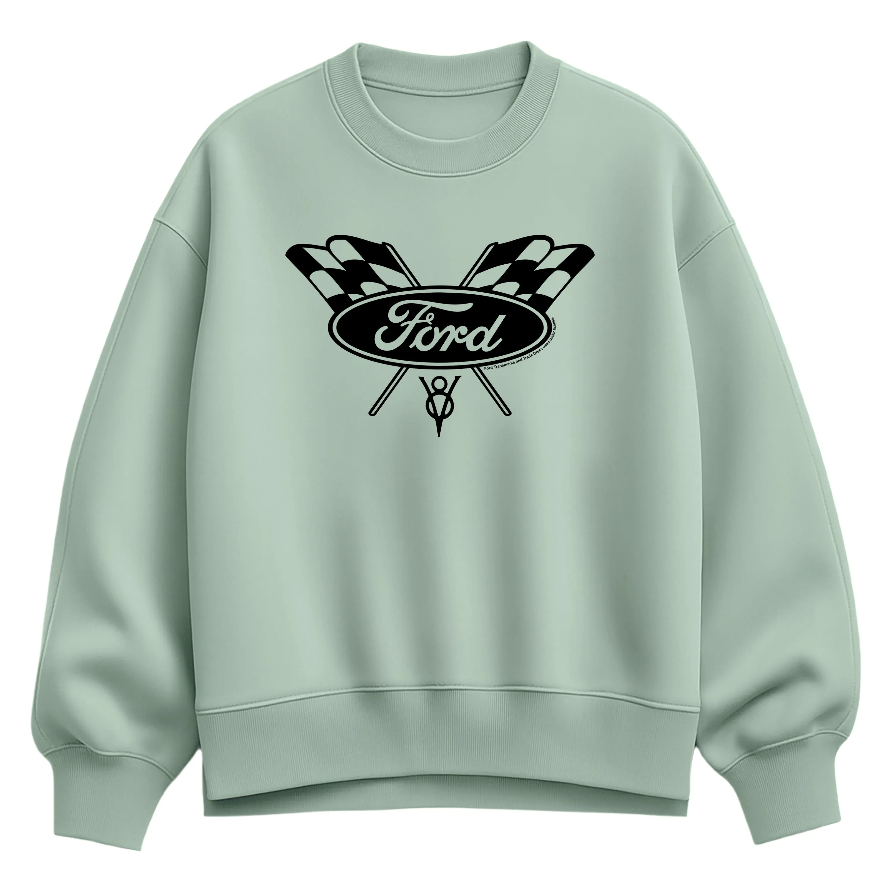 Ford - Checker Flag Logo - Women's Oversized Fleece Crew Sweatshirt sold by Zulily