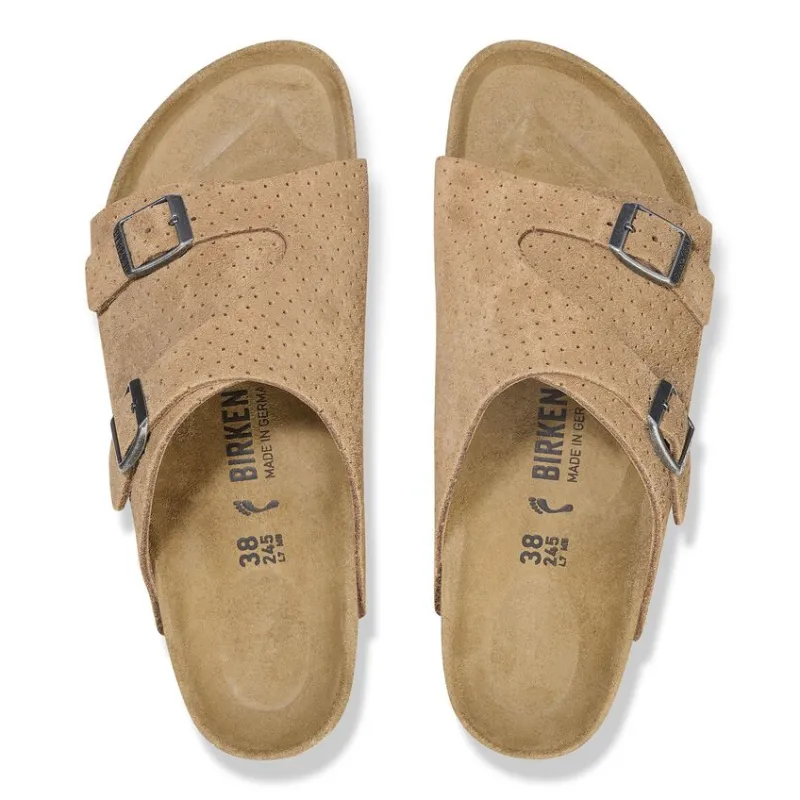 Birkenstock Unisex Zurich Suede Leather Emboss Dots New Beige made by Birkenstock