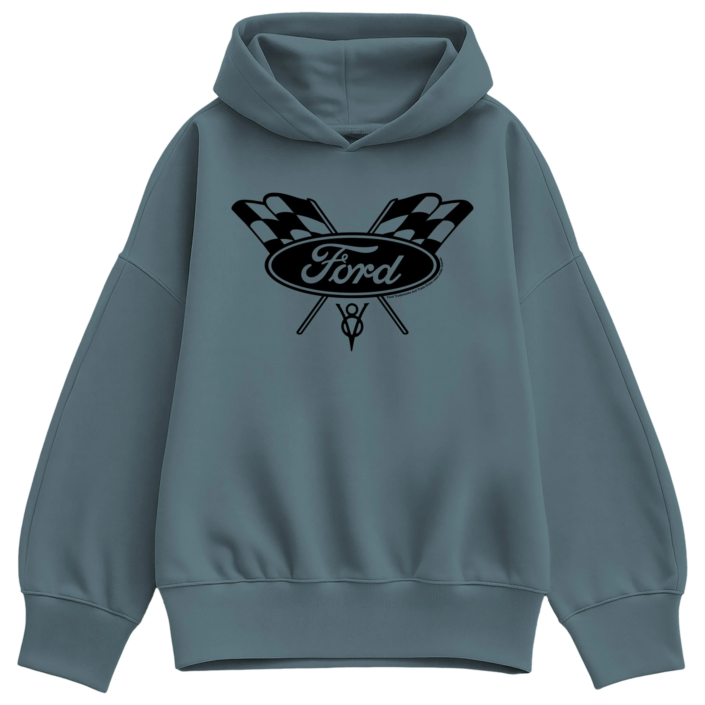 Ford - Checker Flag Logo - Women's Oversized Fleece Hoodie Sweatshirt sold by Zulily