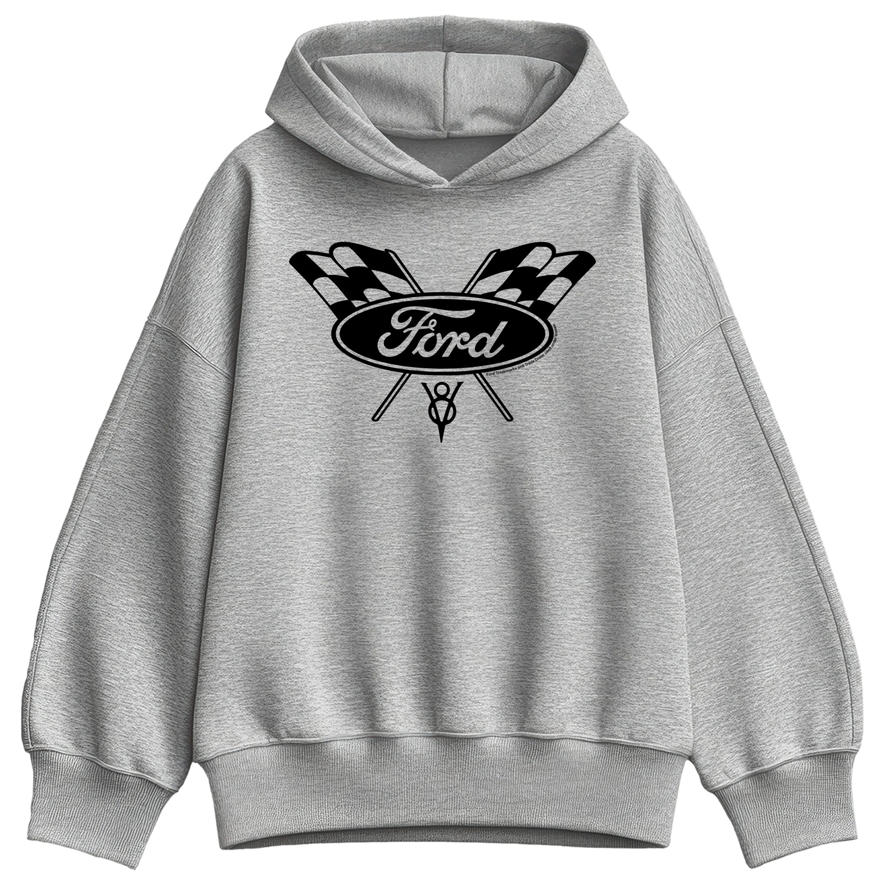 Ford - Checker Flag Logo - Women's Oversized Fleece Hoodie Sweatshirt sold by Zulily product image thumbnail 2