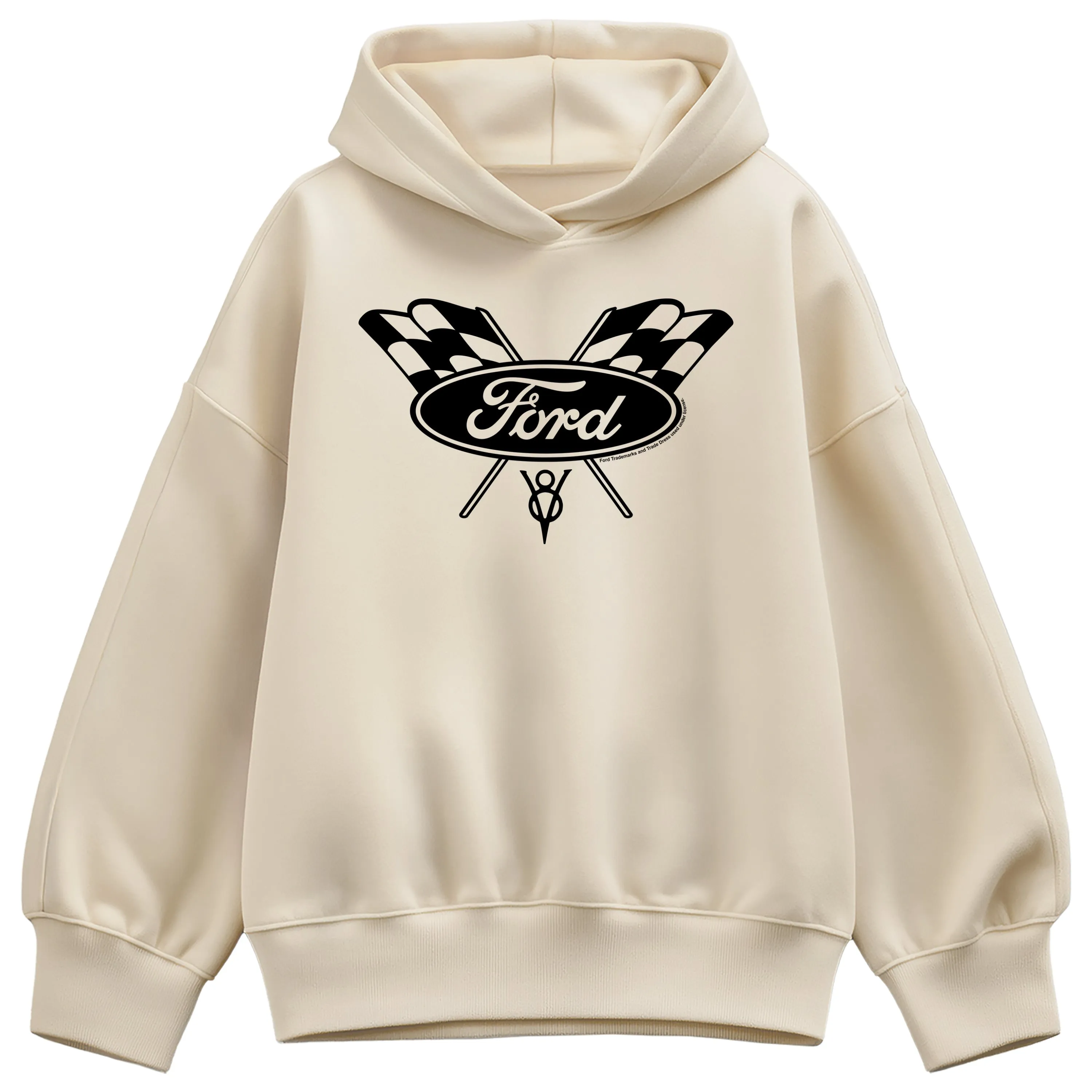 Ford - Checker Flag Logo - Women's Oversized Fleece Hoodie Sweatshirt sold by Zulily product image thumbnail 3