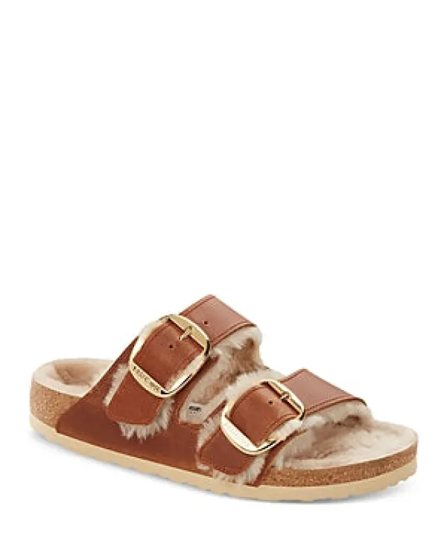 Birkenstock Unisex Arizona Big Buckle Shearling Oiled Leather Cognac sold by Zulily