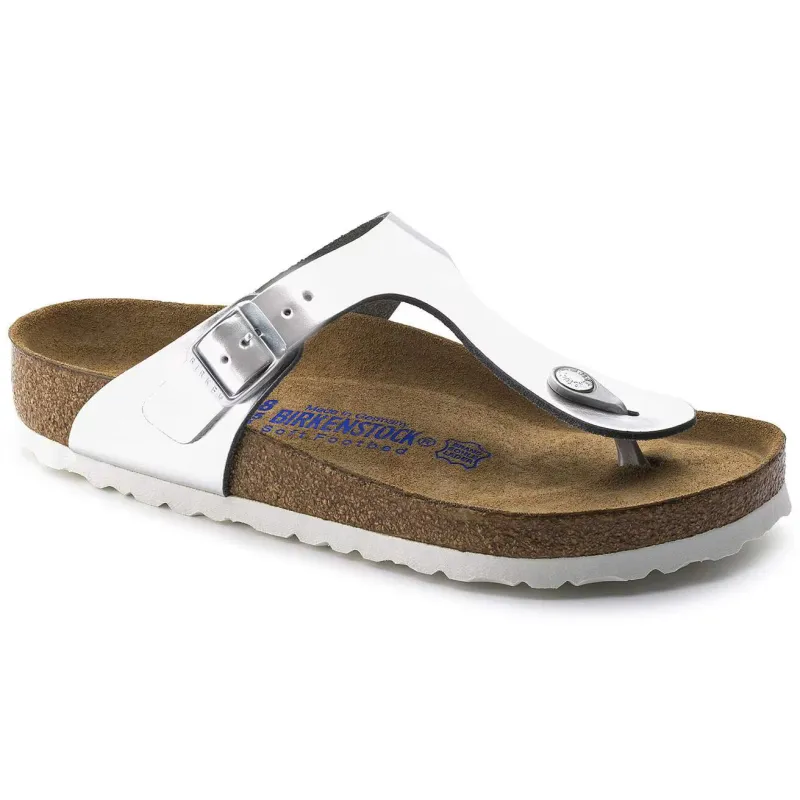 Birkenstock Unisex Gizeh Pap Natural Leather Metallic Silver made by Birkenstock
