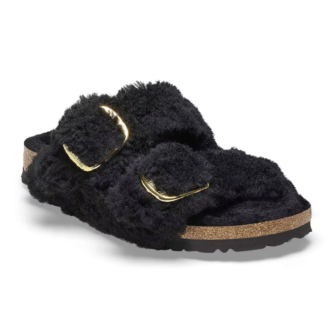 Birkenstock Unisex Arizona Big Buckle Shearling Black Gold sold by Zulily