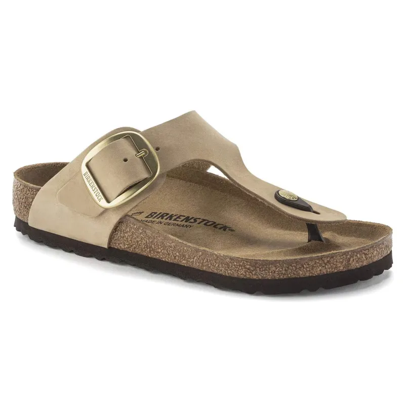 Birkenstock Unisex Gizeh Big Buckle Nubuck Leather Sandcastle made by Birkenstock