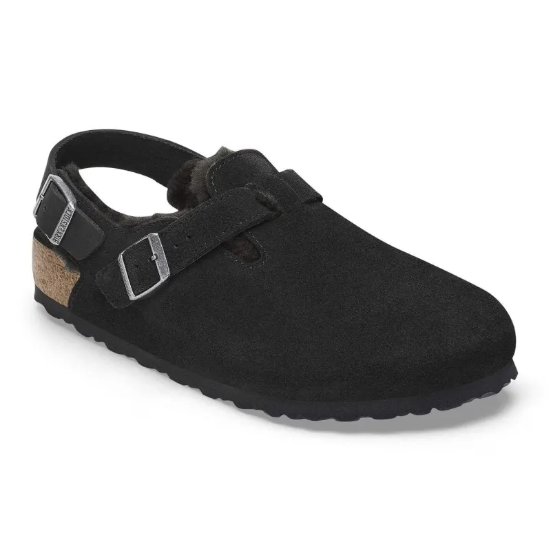 Birkenstock Unisex Tokio Inside Shearling Suede Leather Black sold by Zulily