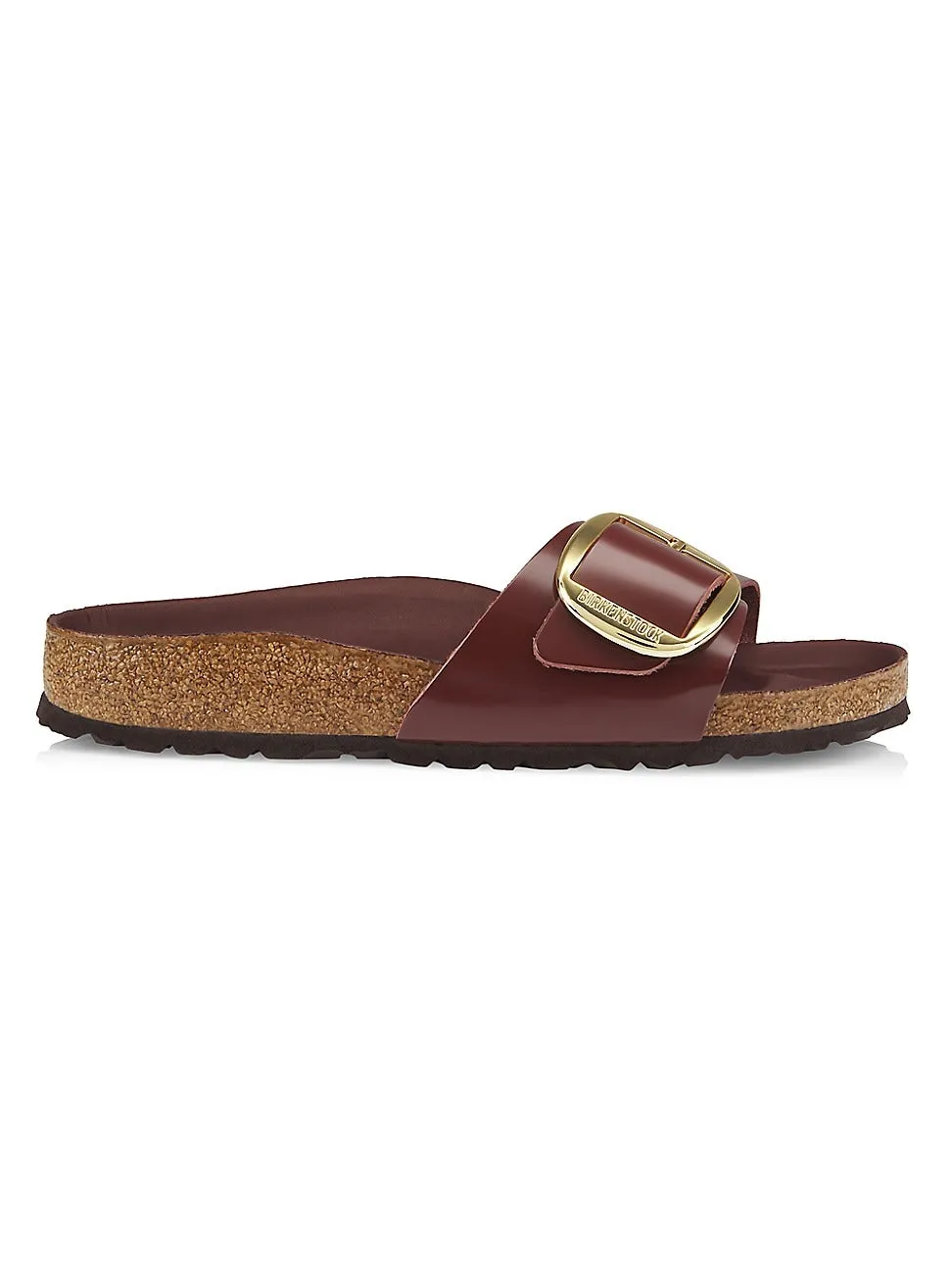 Birkenstock Unisex Madrid Big Buckle Natural Leather Patent Chocolate sold by Zulily