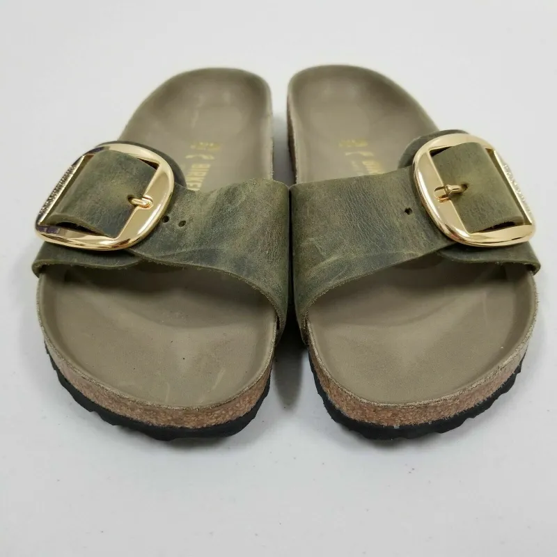 Birkenstock Unisex Madrid Big Buckle Waxy Leather Jade sold by Zulily
