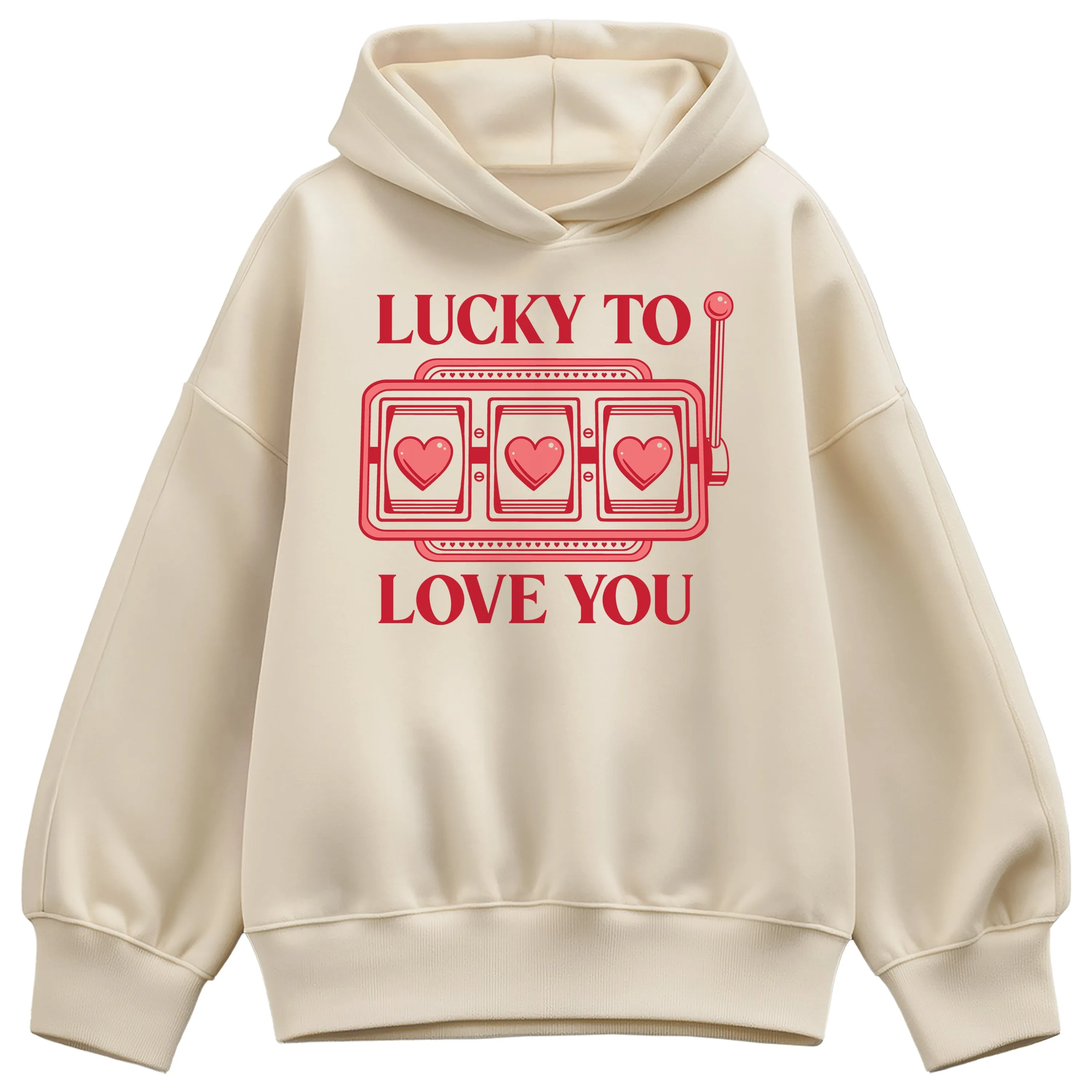 Instant Message - Lucky to Love You - Women's Oversized Fleece Hoodie Sweatshirt sold by Zulily