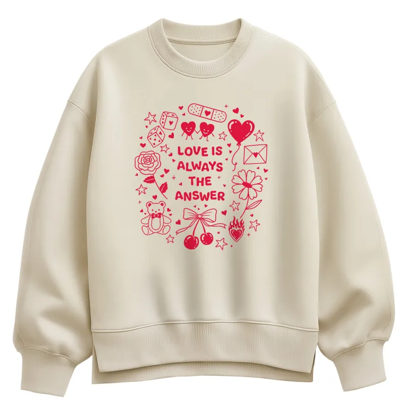 Instant Message - Love is Always the Answer - Women's Oversized Fleece Crew Sweatshirt sold by Zulily