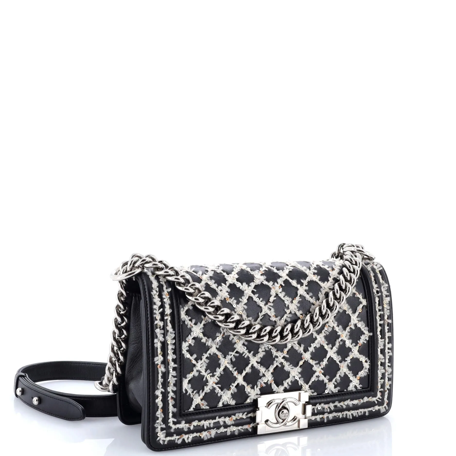 Pre-Loved Chanel Boy Flap Bag Sequin Quilted Calfskin Old Medium sold by Zulily product image thumbnail 2
