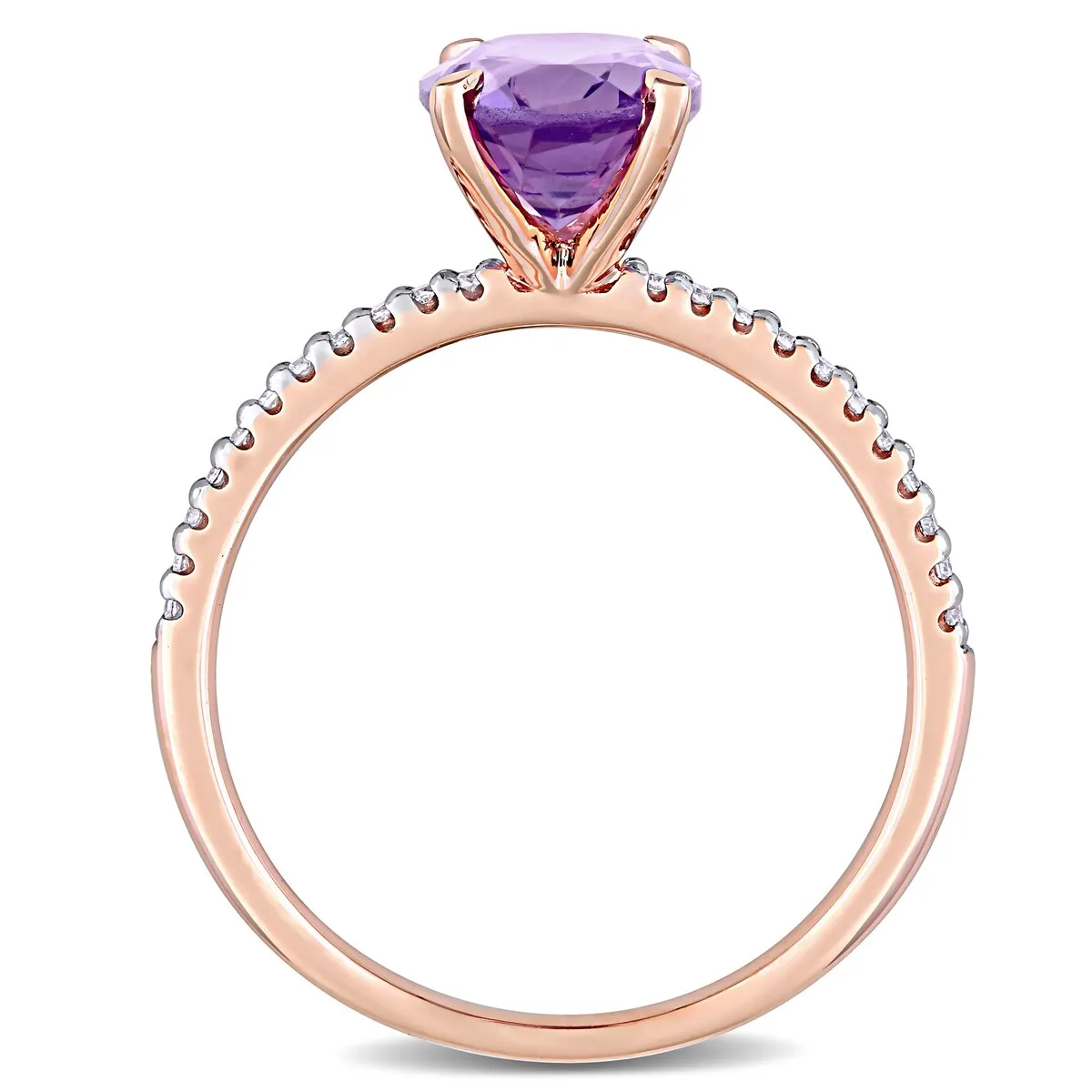 Miadora 14k Rose Gold Oval-cut Amethyst and 1/10ct TDW Diamond Solitaire Engagement Ring sold by Zulily product image thumbnail 3
