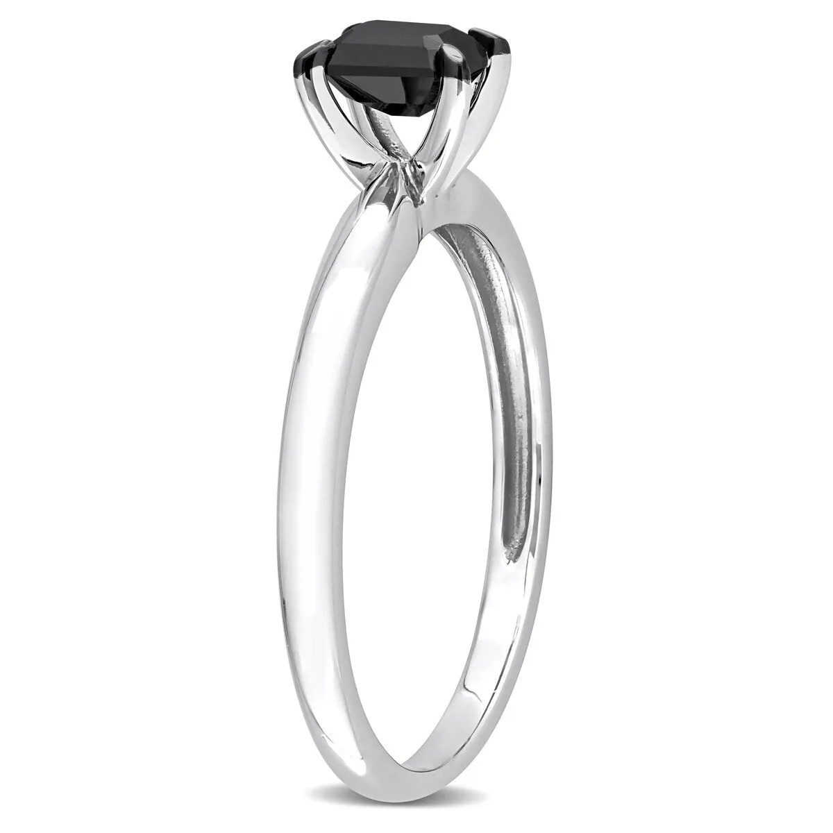 Miadora 1/2ct TDW Emerald-cut Black Diamond Solitaire Engagement Ring in 14k White Gold sold by Zulily product image thumbnail 4