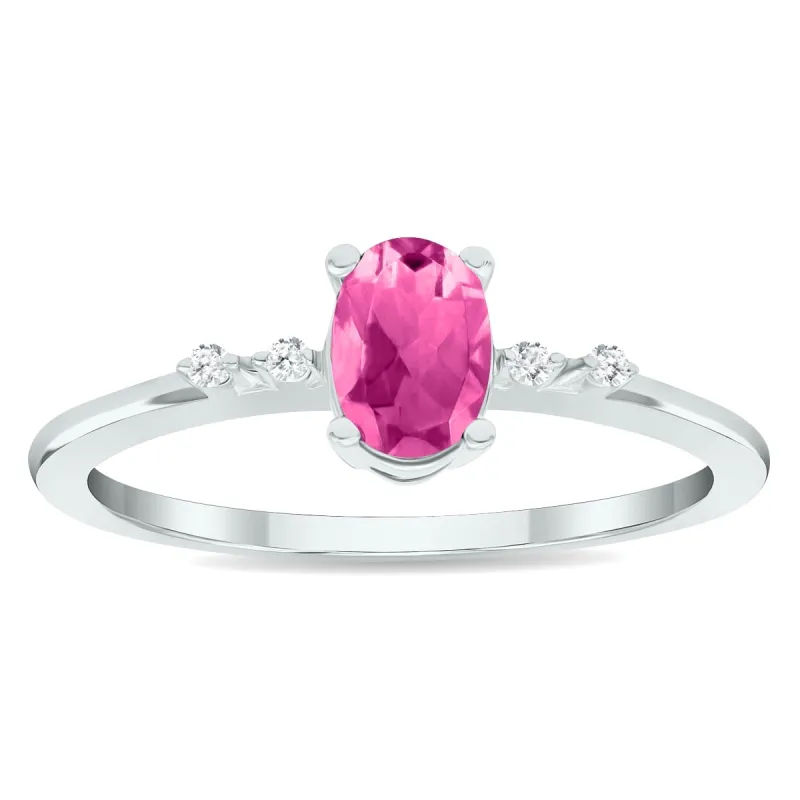 Women's Pink Topaz and Diamond Sparkle Ring in 10K White Gold sold by Zulily