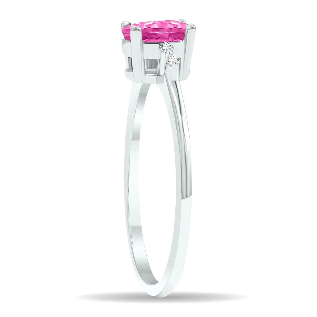 Women's Pink Topaz and Diamond Sparkle Ring in 10K White Gold sold by Zulily product image thumbnail 3