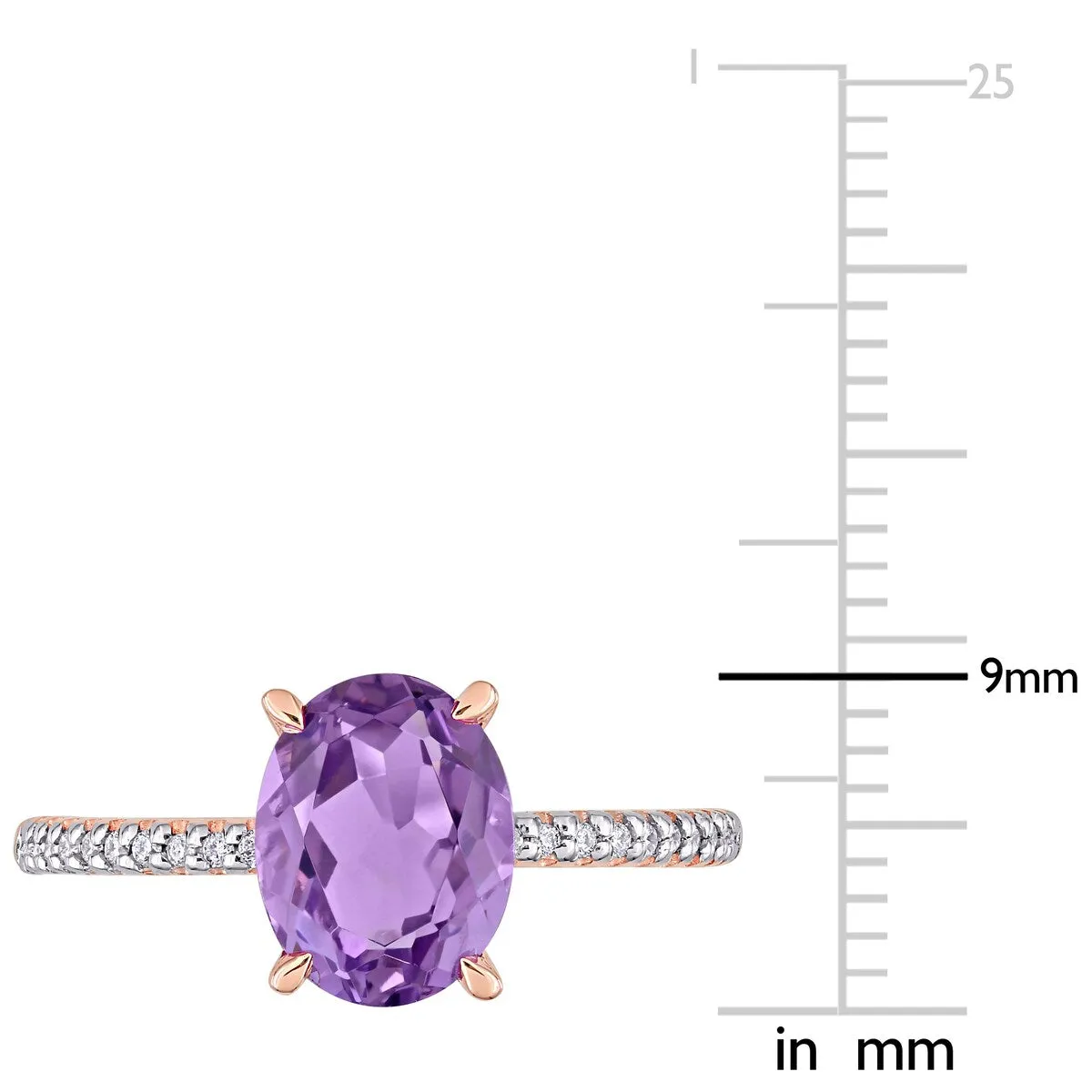 Miadora 14k Rose Gold Oval-cut Amethyst and 1/10ct TDW Diamond Solitaire Engagement Ring sold by Zulily product image thumbnail 4