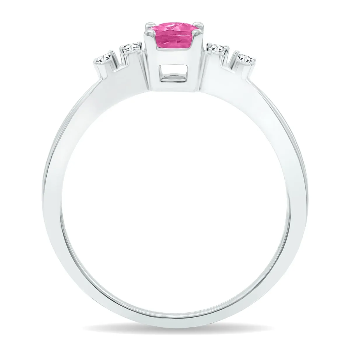 Women's Pink Topaz and Diamond Sparkle Ring in 10K White Gold sold by Zulily product image thumbnail 2