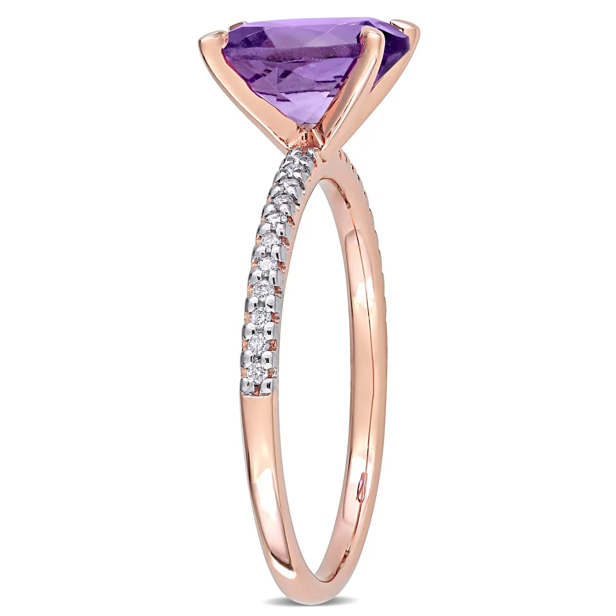 Miadora 14k Rose Gold Oval-cut Amethyst and 1/10ct TDW Diamond Solitaire Engagement Ring sold by Zulily product image thumbnail 2