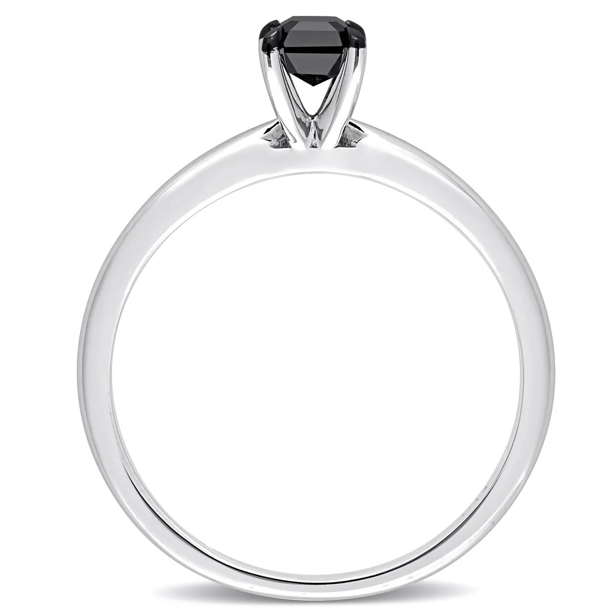 Miadora 1/2ct TDW Emerald-cut Black Diamond Solitaire Engagement Ring in 14k White Gold sold by Zulily product image thumbnail 5