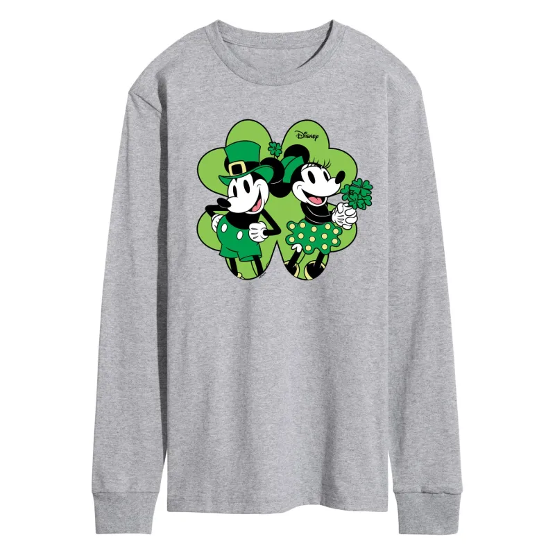 Disney - Mickey & Minnie Shamrock - Men's Long Sleeve Graphic T-Shirt made by Disney