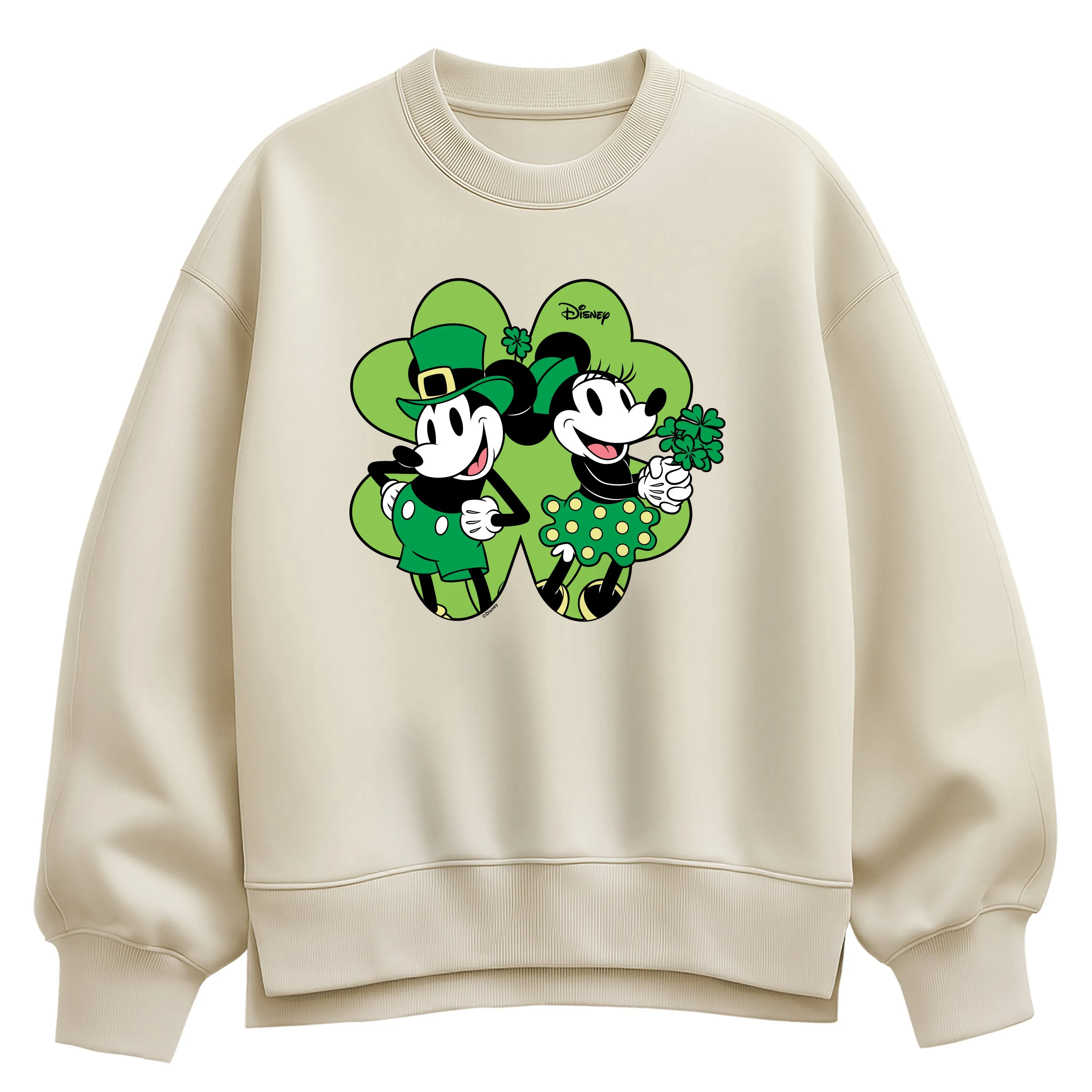 Disney - Mickey & Minnie Shamrock - Women's Oversized Fleece Crew Sweatshirt sold by Zulily product image thumbnail 3