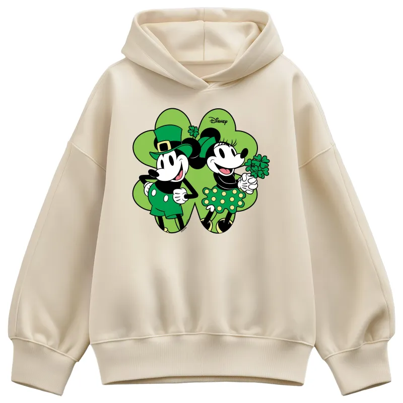 Disney - Mickey & Minnie Shamrock - Women's Oversized Fleece Hoodie Sweatshirt sold by Zulily