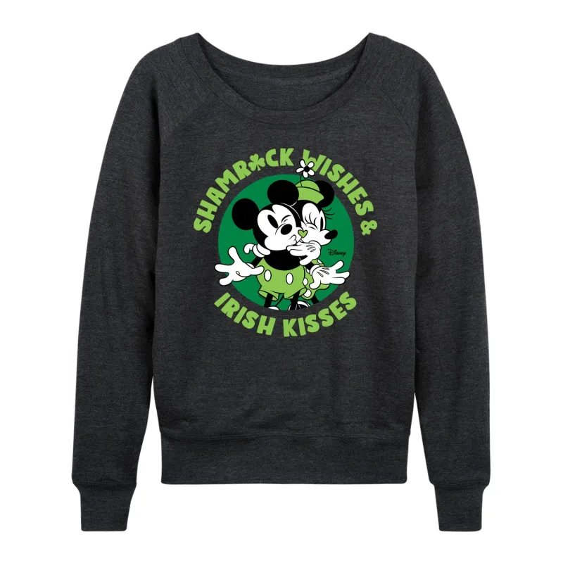 Disney - Shamrock Wishes Irish Kisses - Women's French Terry Long Sleeve Pullover made by Disney