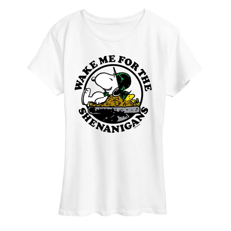 Peanuts - Snoopy & Woodstock Shenanigans - Women's Short Sleeve Graphic T-Shirt sold by Zulily
