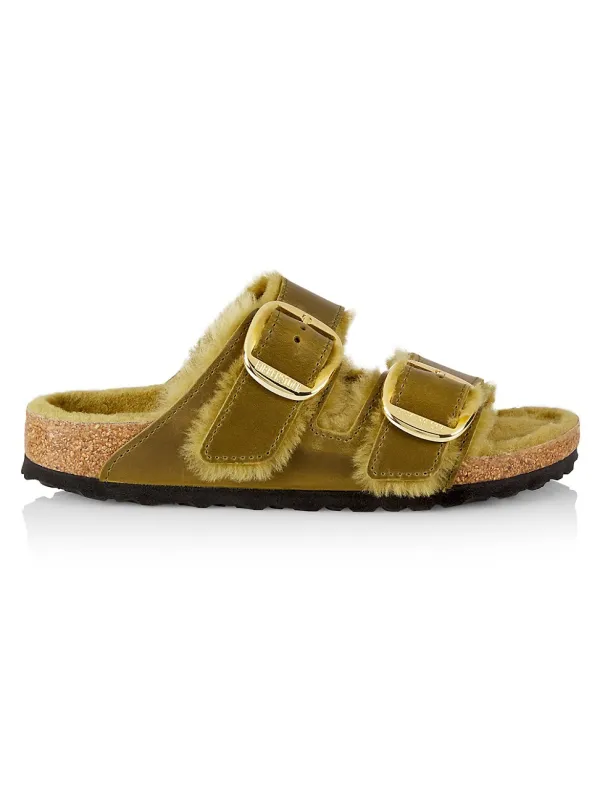 Birkenstock Unisex Arizona Big Buckle Shearling Olive sold by Zulily