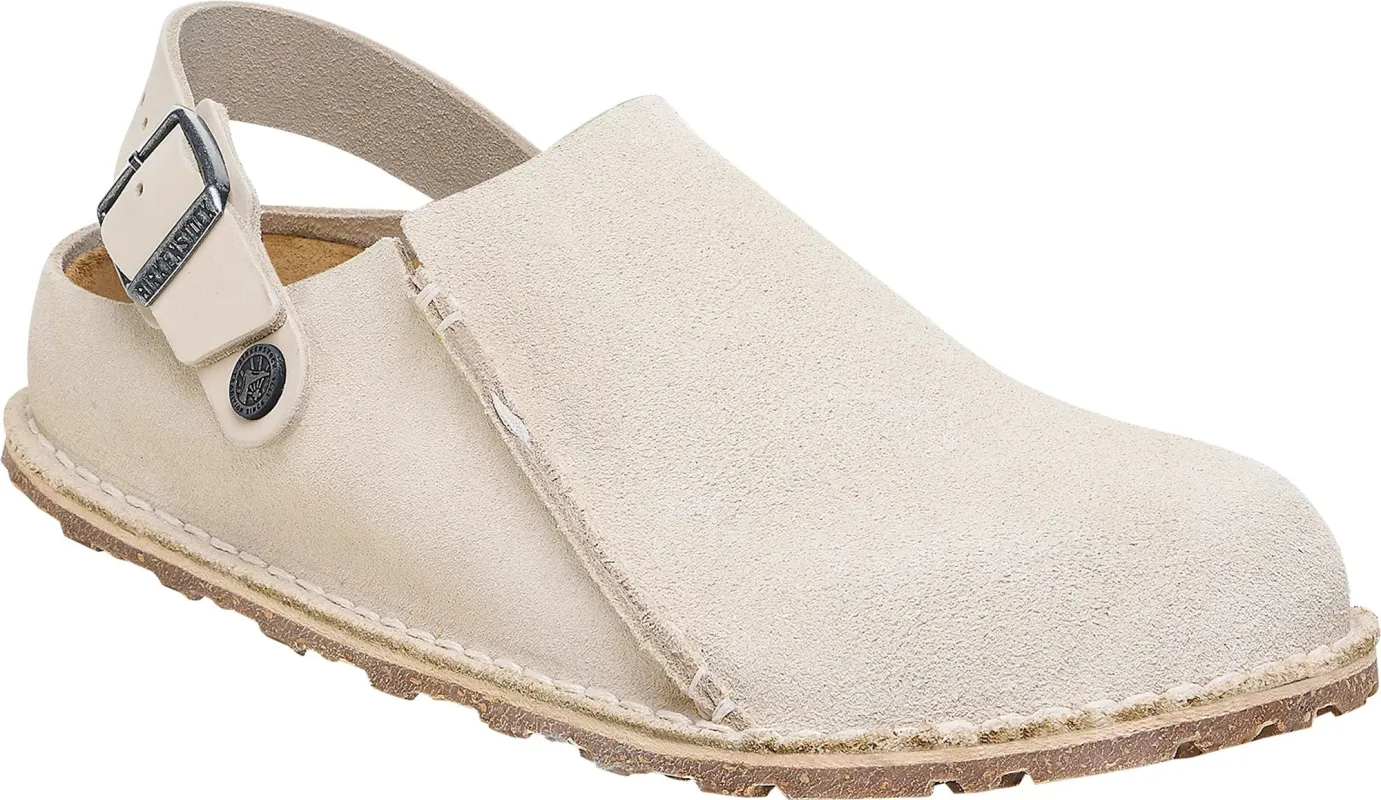 Birkenstock Unisex Lutry Premium Suede Leather Eggshell sold by Zulily