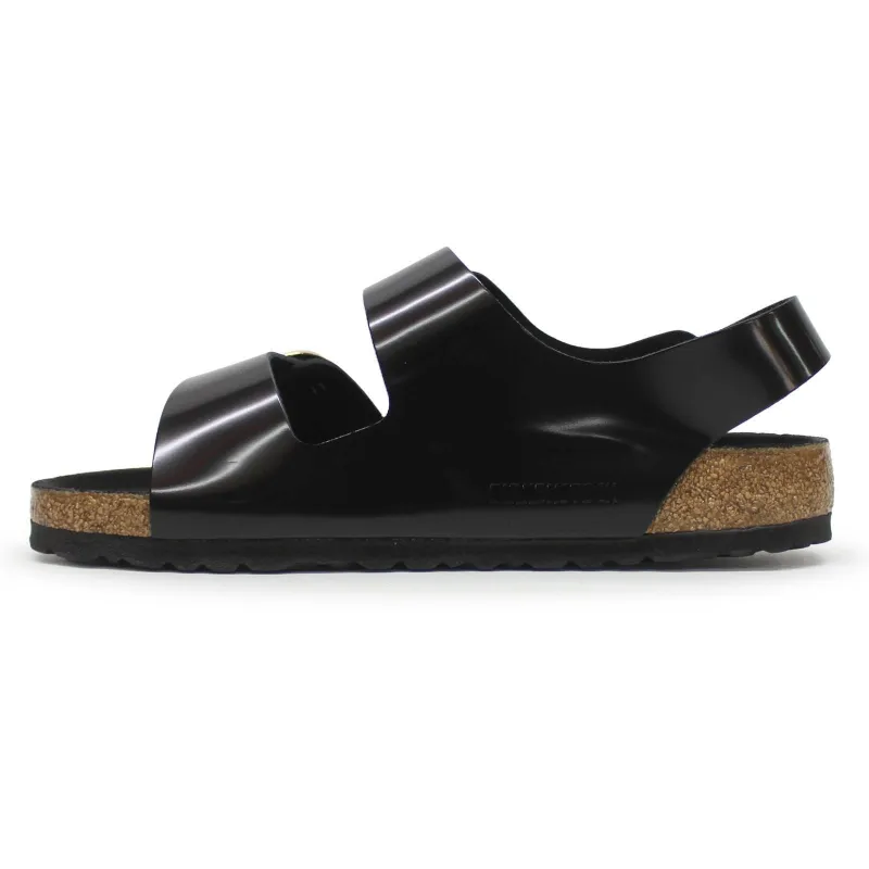 Birkenstock Unisex Milano Big Buckle Natural Leather High Shine Black sold by Zulily