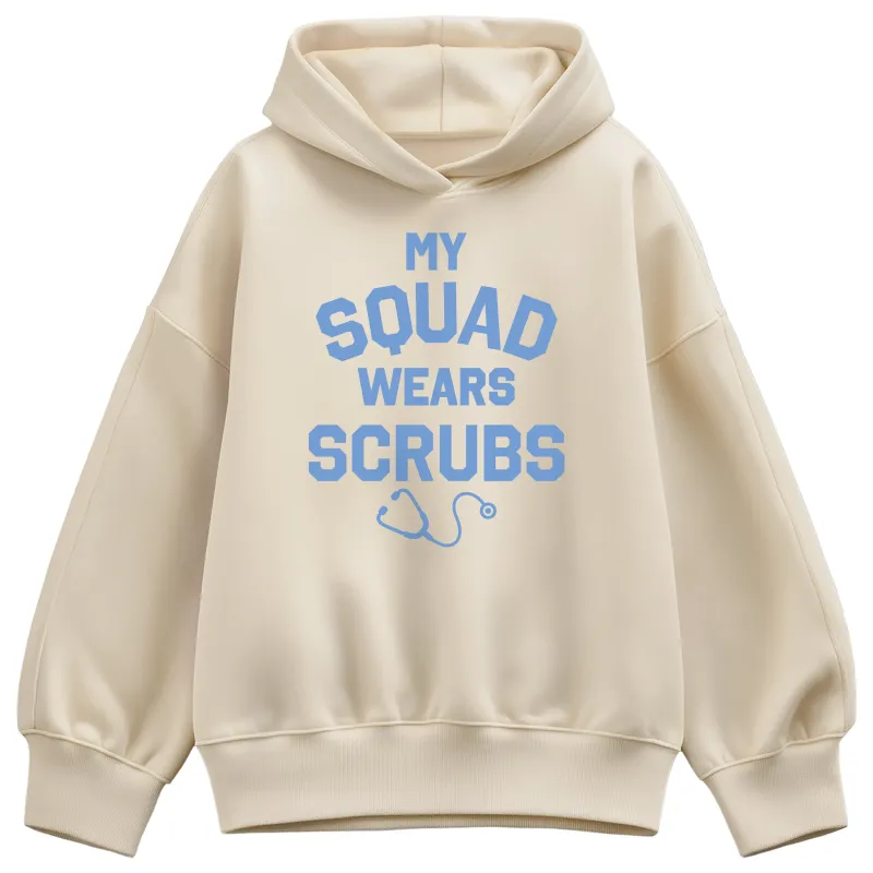 Instant Message - My Squad Wears Scrubs - Women's Oversized Fleece Hoodie Sweatshirt sold by Zulily