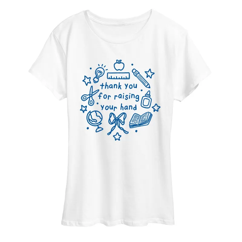 Instant Message - Raising Your Hand - Women's Short Sleeve Graphic T-Shirt sold by Zulily