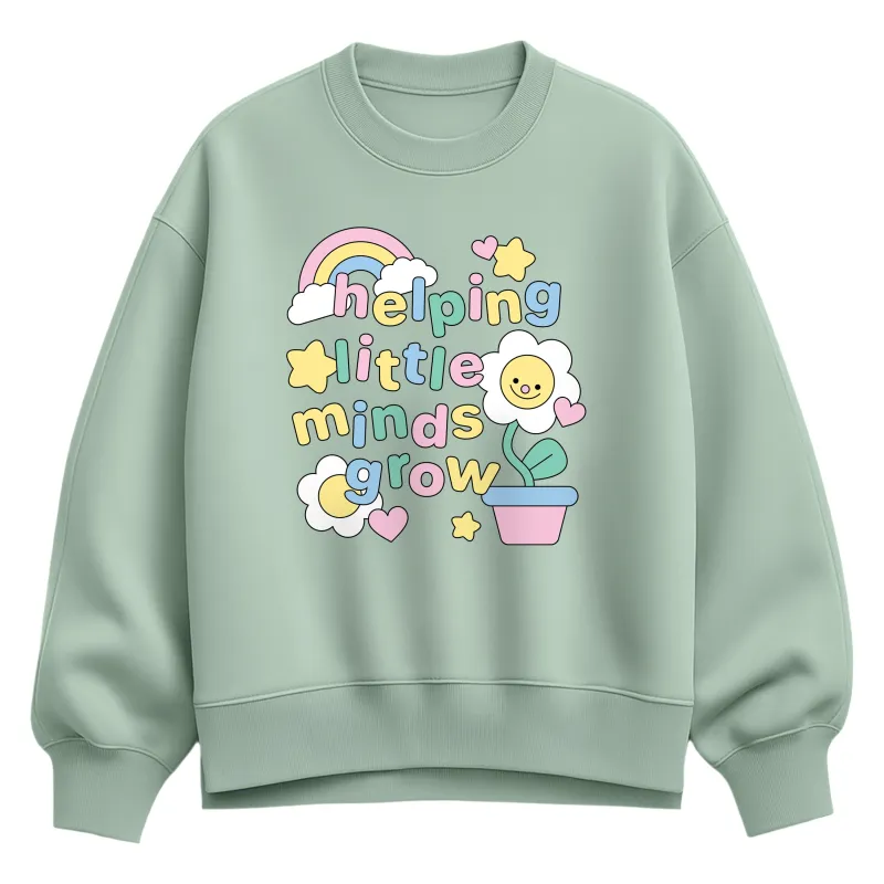 Instant Message - Helping Little Minds Grow - Women's Oversized Fleece Crew Sweatshirt sold by Zulily